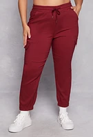 Womens Plus Hyper Stretch High Waisted Cargo Joggers,