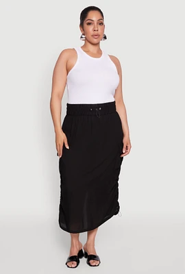 Womens Plus Trendy Toggle Drawstring High Waisted Utility Skirt,