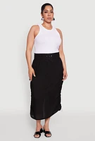 Womens Plus Trendy Toggle Drawstring High Waisted Utility Skirt,