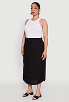 Womens Plus Trendy Toggle Drawstring High Waisted Utility Skirt,