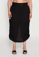 Womens Plus Trendy Toggle Drawstring High Waisted Utility Skirt,