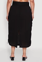 Womens Plus Trendy Toggle Drawstring High Waisted Utility Skirt,