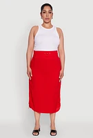 Womens Plus Size Trendy Toggle Drawstring High Waisted Utility Skirt, Red, Size 1X