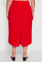 Womens Plus Size Trendy Toggle Drawstring High Waisted Utility Skirt, Red, Size 1X