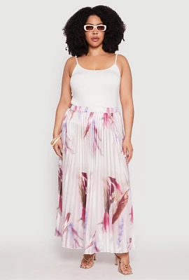 Womens Plus Plisse Patterned Skirt, Multi,