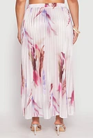 Womens Plus Size Plisse Patterned Skirt, Multi, Size 1X