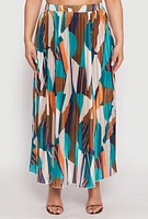 Womens Plus Plisse Patterned Skirt, Multi,