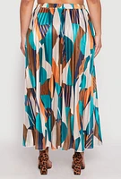 Womens Plus Size Plisse Patterned Skirt, Multi, Size 1X