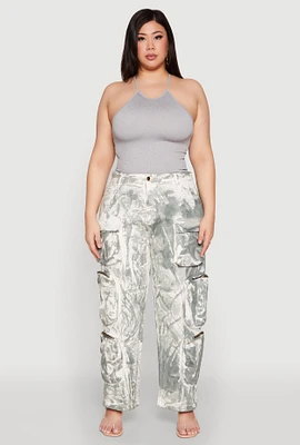 Womens Plus Size Printed Pattern Cargo Pants, Multi, Size 1X
