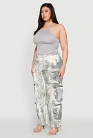 Womens Plus Size Printed Pattern Cargo Pants, Multi, Size 1X