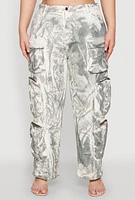 Womens Plus Size Printed Pattern Cargo Pants, Multi, Size 1X