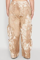 Womens Plus Size Printed Pattern Cargo Pants, Beige, Size 2X