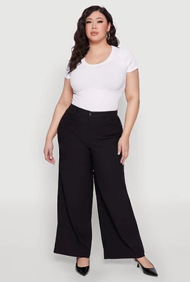 Womens Plus Hyperstretch Wide Leg Pants,