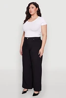 Womens Plus Hyperstretch Wide Leg Pants,
