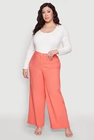 Womens Plus Size Hyperstretch Wide Leg Pants, Orange, Size 3X
