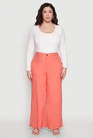 Womens Plus Size Hyperstretch Wide Leg Pants, Orange, Size 3X