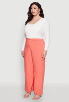 Womens Plus Size Hyperstretch Wide Leg Pants, Orange, Size 3X