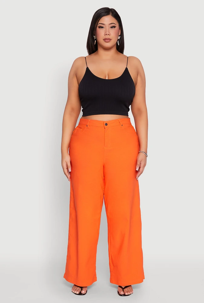Womens Plus Size Hyperstretch Wide Leg Pants, Orange, Size 1X