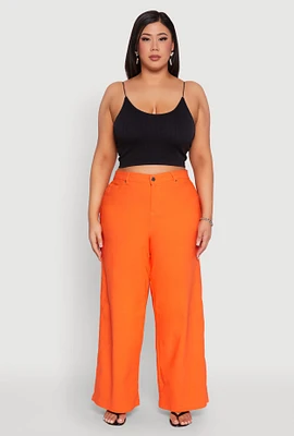 Womens Plus Size Hyperstretch Wide Leg Pants, Orange, Size 1X