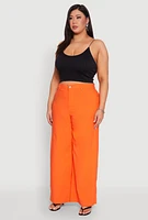 Womens Plus Size Hyperstretch Wide Leg Pants, Orange, Size 1X