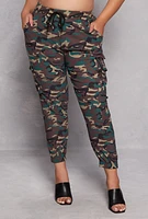 Womens Plus Size Camo Cargo Pocket Joggers, Brown, Size 3X