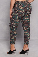 Womens Plus Size Camo Cargo Pocket Joggers, Brown, Size 3X