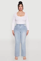 Womens Plus Rhinestone Straight Leg Jeans, Blue,