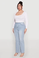 Womens Plus Size Rhinestone Straight Leg Jeans, Blue, Size 18