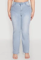 Womens Plus Rhinestone Straight Leg Jeans, Blue,