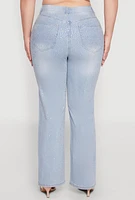 Womens Plus Rhinestone Straight Leg Jeans, Blue,