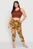 Womens Plus Size Mineral Wash Distressed Denim Joggers, Multi, Size 2X