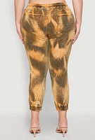 Womens Plus Size Mineral Wash Distressed Denim Joggers, Multi, Size 2X