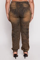Womens Plus Size Denim Carpenter Cargo Joggers, Multi, Size 3X