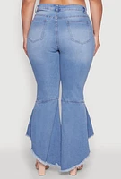 Womens Plus Size Ripped Distressed Flared Jeans, Blue, Size 18