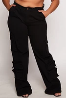 Womens Plus Daisy Wide Leg Cargo Jeans,