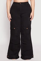 Womens Plus Daisy Cargo Pocket Flare Jeans,