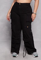 Womens Plus Size Daisy Cargo Wide Leg Jeans, Black, Size 2X