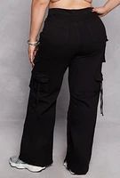 Womens Plus Size Daisy Cargo Wide Leg Jeans, Black, Size 2X