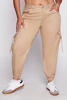 Womens Plus Size VIP Tabbed Cargo Pocket Joggers, Khaki, Size 17-18
