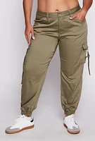 Womens Plus Size VIP Tabbed Cargo Pocket Joggers, Green, Size 19-20
