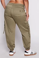 Womens Plus Size VIP Tabbed Cargo Pocket Joggers, Green, Size 19-20