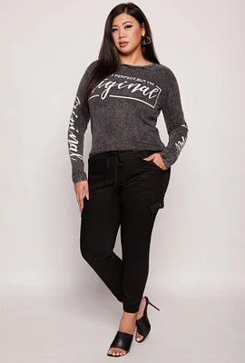 Womens Plus Size VIP Cargo Joggers, Black, Size 17-18
