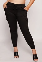 Womens Plus Size VIP Cargo Joggers, Black, Size 17-18