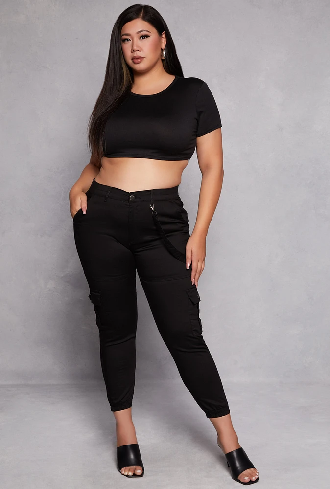 Womens Plus VIP Twill Cargo Pocket Joggers,