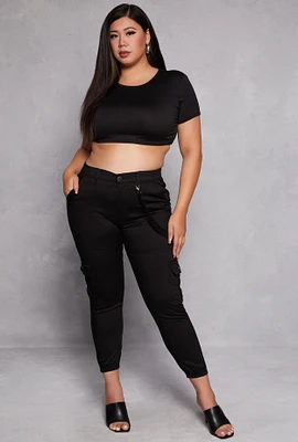 Womens Plus VIP Twill Cargo Pocket Joggers,