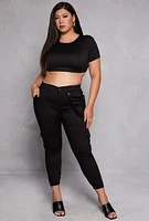 Womens Plus VIP Twill Cargo Pocket Joggers,
