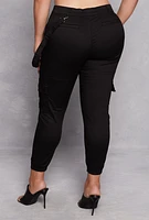 Womens Plus VIP Twill Cargo Pocket Joggers,