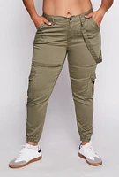 Womens Plus Size VIP Twill Cargo Pocket Joggers, Green, Size 13-14
