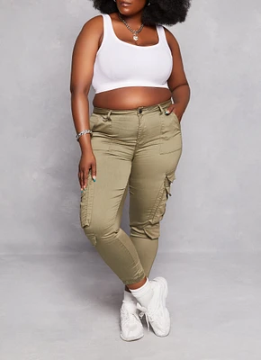 Womens Plus Double Cargo Pocket Joggers,