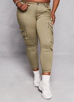 Womens Plus Double Cargo Pocket Joggers, Green,
